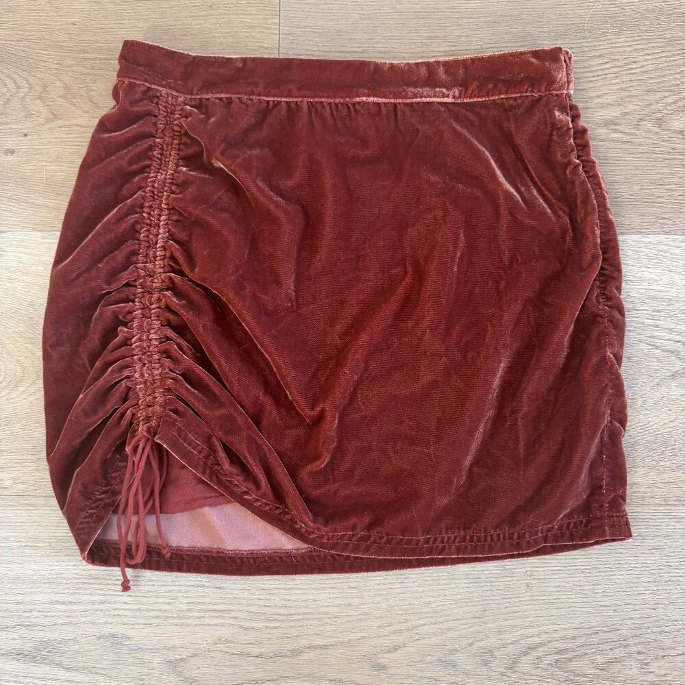 Free People Revolve Vivienne Velvet Mini Skirt Brown Bloom Size 12